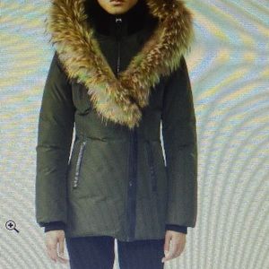 Mackage green down coat with fur collar